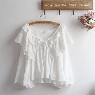 Plain Ruffle Hem Off Shoulder Top