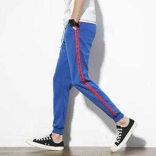 Drawstring Slim-fit Stripe-detail Pants