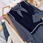 Color-block Vest / Plain Pleated Shirtdress