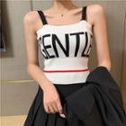 Letter Embroidered Cropped Knit Top