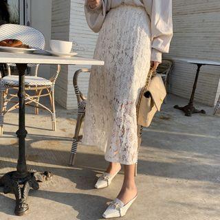 H-line Maxi Lace Skirt Ivory - One Size