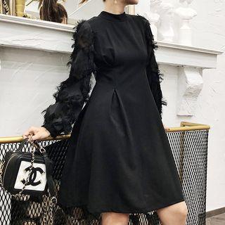 Fringe Long-sleeve A-line Party Dress