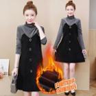 Mock Two-piece Long-sleeve Turtleneck Mini A-line Dress