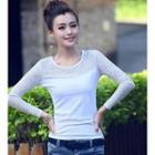 Long-sleeve Lace Panel T-shirt