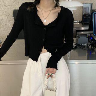 Ruffle Trim Knit Cardigan