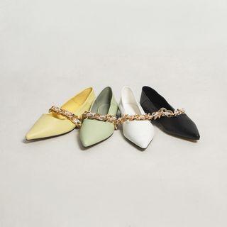 Pointy Faux-pearl Chain Flats