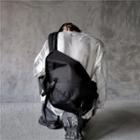 Nylon Belted Drawstring Cross Shoulder Bag Black - One Size