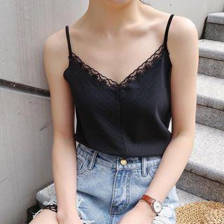 Spaghetti Strap Lace Panel Top