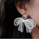 Bow Drop Earring 1 Pair - Bow - White - One Size