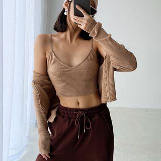 Set: Knitted Camisole + Light Knit Cardigan