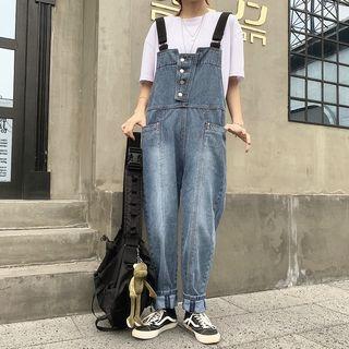 Buttoned Denim Jumper Pants