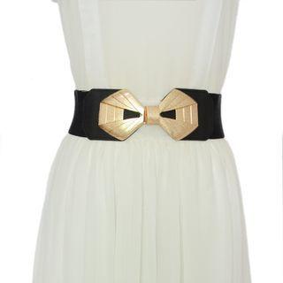 Bow Buckled Elastic Belt Black - One Size