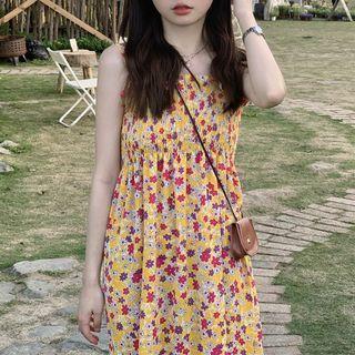 Spaghetti Strap Smocked Floral Dress
