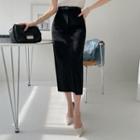 Slit-back Long H-line Skirt With Belt