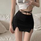 Drawstring Strappy Skort