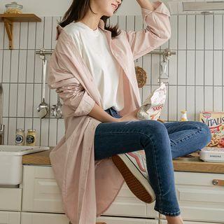 Plain Dip-back Midi Shirtdress