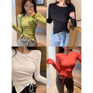 Drawstring Long-sleeved T-shirt