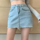 High-waist Pocket Denim Mini Skirt