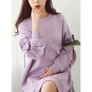 Frilled-sleeve Cotton Pullover Dress