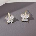 Rhinestone Butterfly Dangle Earring A158 - 09 - White & Gold - One Size