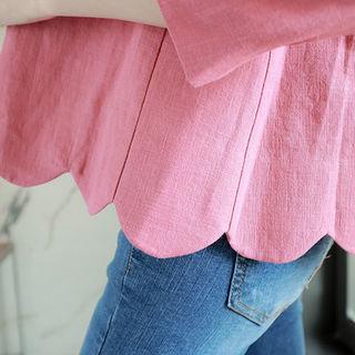 Slit-sleeve Scallop-hem Jacket