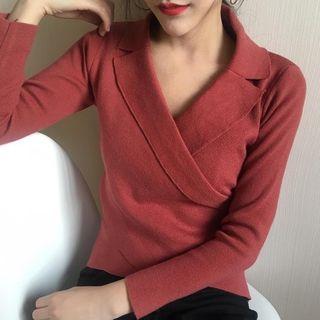 Lapel Slim-fit Knit Top