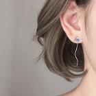 925 Sterling Silver Mount Fuji Swirl Dangle Earring Mount Fuji - Silver & White & Blue - One Size