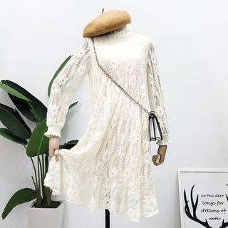 Ruffled-trim A-line Lace Dress