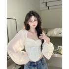 Balloon-sleeve Corset Blouse