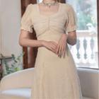 Square-neck Midi A-line Chiffon Dress (various Designs)