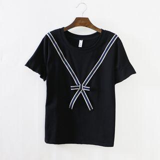 Ribbon Detail Short-sleeve T-shirt