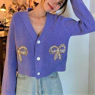 Sequin Bow Cardigan