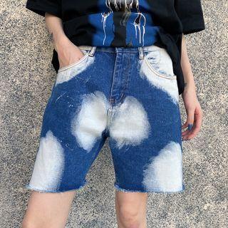 Tie-dye Straight Leg Denim Shorts