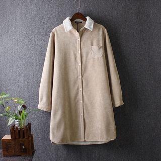 Corduroy Fleece Lined Long Shirt