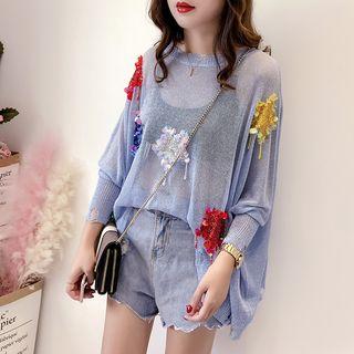 Sequined Sheer Sweater