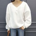 V-neck Brushed-fleece Lined Sweatshirt