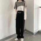 Wide-leg Dress Pants / Cropped Shirt / Knit Shawl