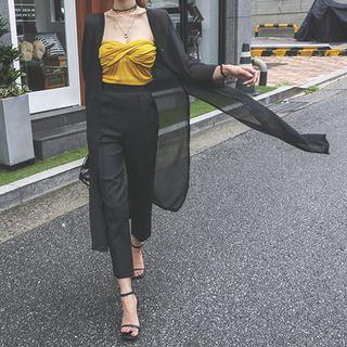 V-neck Sheer Long Robe Jacket