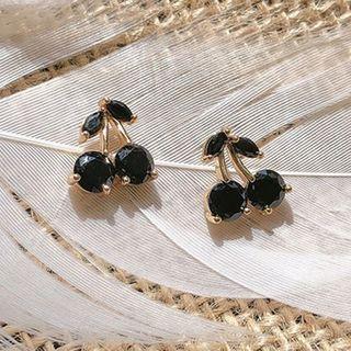 925 Sterling Silver Cherry Rhinestone Stud Earring 1 Pair - As Shown In Figure - One Size