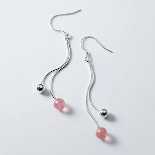 925 Sterling Silver Bead Fringed Earring 1 Pair - S925 Silver - One Size