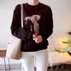Fleece-lined Rabbit Patterned Sweatshirt