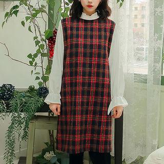 Mock Two-piece Plaid Shift Dress