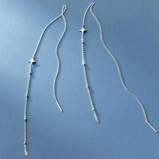 925 Sterling Silver Star Threader Earring 1 Pair - S925 Sterling Silver Earring - One Size