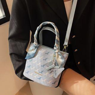 Shirred Strap Deer Print Bucket Bag