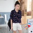 Hot Air Balloon Print 3/4 Sleeve Blouse