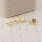 Non-matching Moon & Star Earring 1 Pair - As Shown In Figure - One Size