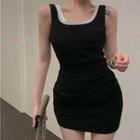 Sleeveless Two Tone Mini Dress Black & White - One Size