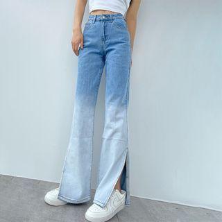 Slit-hem Gradient Boot-cut Jeans