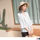 Geometry V-neck Bell-sleeve Top