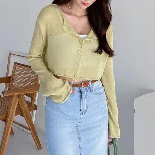 Round-neck Crop Sheer Cardigan
